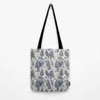 Bigfoot / Sasquatch Toile de Jouy in Blue Tote Bag Gallery Image 2