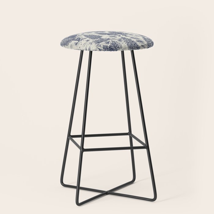 Bigfoot / Sasquatch Toile de Jouy in Blue Stool Gallery Image 1