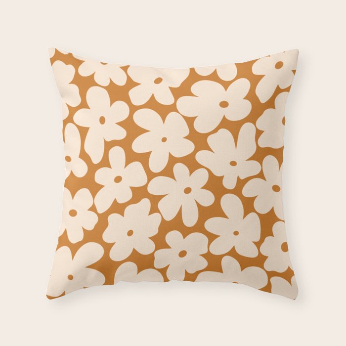 Retro Color Palette - 70's Daisy Throw Pillow Gallery Image 1