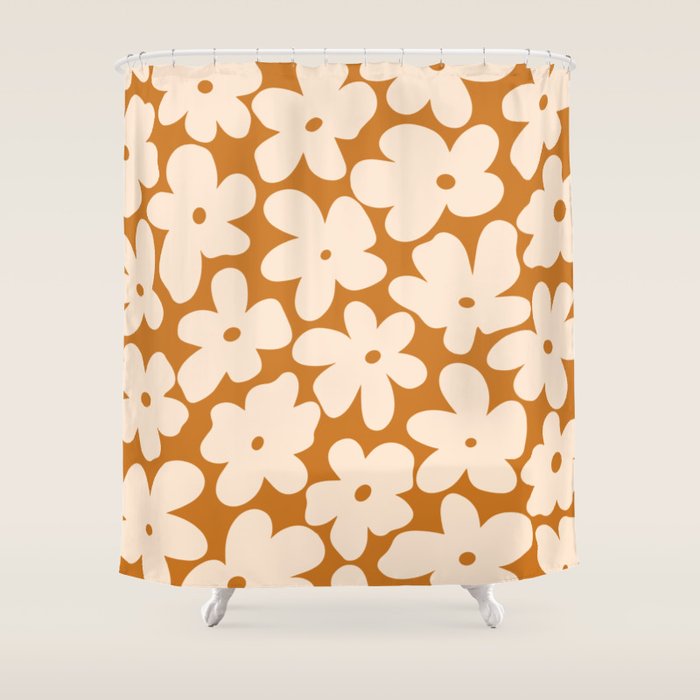 Retro Color Palette - 70's Daisy Shower Curtain Gallery Image 1