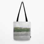 Marsh Clouds - Green Grass Moss Nature Gray Cloudy Horizon Abstract Painting Art Print Wall Decor  Tote Bag Gallery Image 2