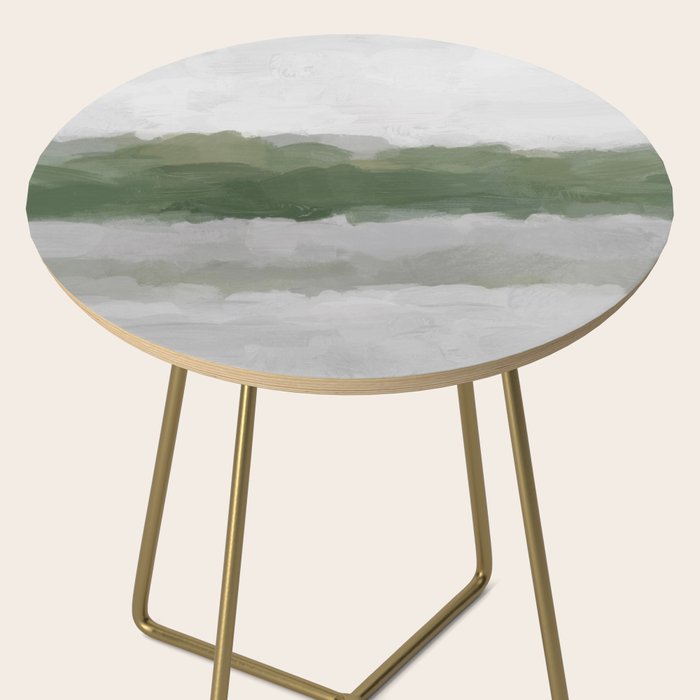 Marsh Clouds - Green Grass Moss Nature Gray Cloudy Horizon Abstract Painting Art Print Wall Decor  Side Table Gallery Image 2