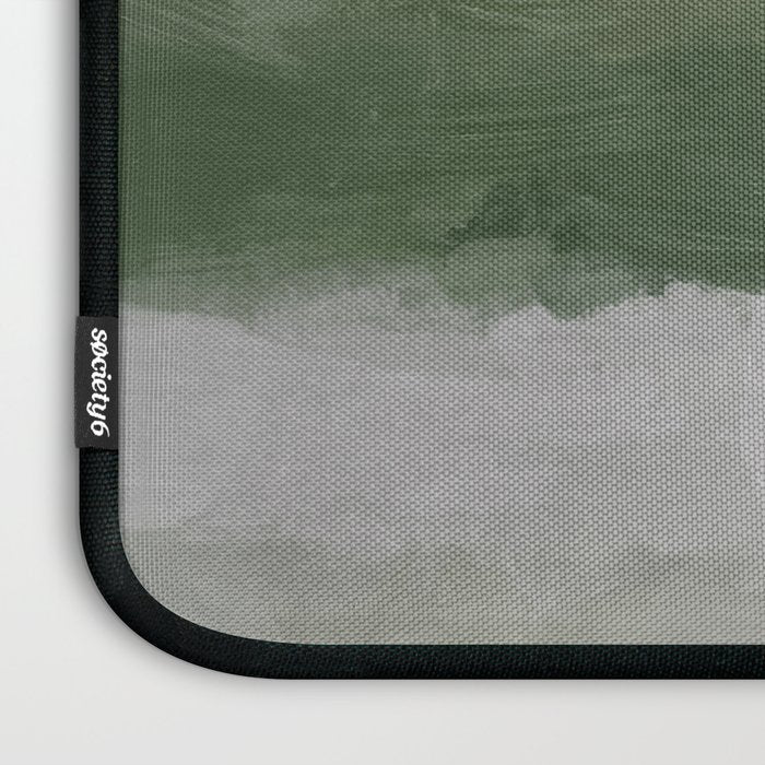 Marsh Clouds - Green Grass Moss Nature Gray Cloudy Horizon Abstract Painting Art Print Wall Decor  Laptop Sleeve Gallery Image 3