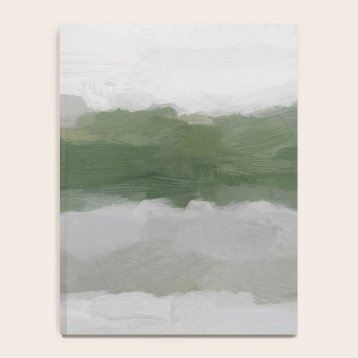 Marsh Clouds - Green Grass Moss Nature Gray Cloudy Horizon Abstract Painting Art Print Wall Decor  Notebook Gallery Image 4