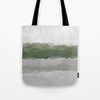 Marsh Clouds - Green Grass Moss Nature Gray Cloudy Horizon Abstract Painting Art Print Wall Decor  Tote Bag Gallery Image 1