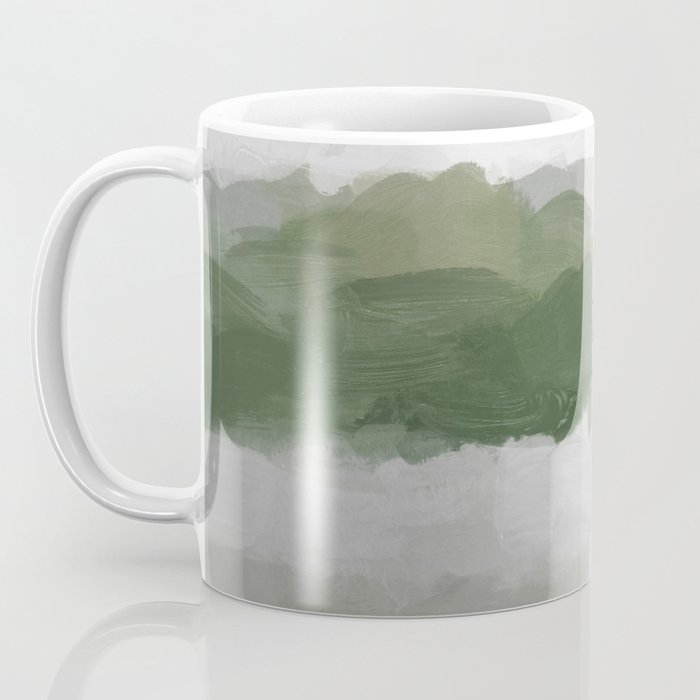 Marsh Clouds - Green Grass Moss Nature Gray Cloudy Horizon Abstract Painting Art Print Wall Decor  Coffee Mug Gallery Image 3