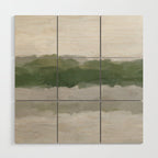 Marsh Clouds - Green Grass Moss Nature Gray Cloudy Horizon Abstract Painting Art Print Wall Decor  Wood Wall Art Gallery Image 1