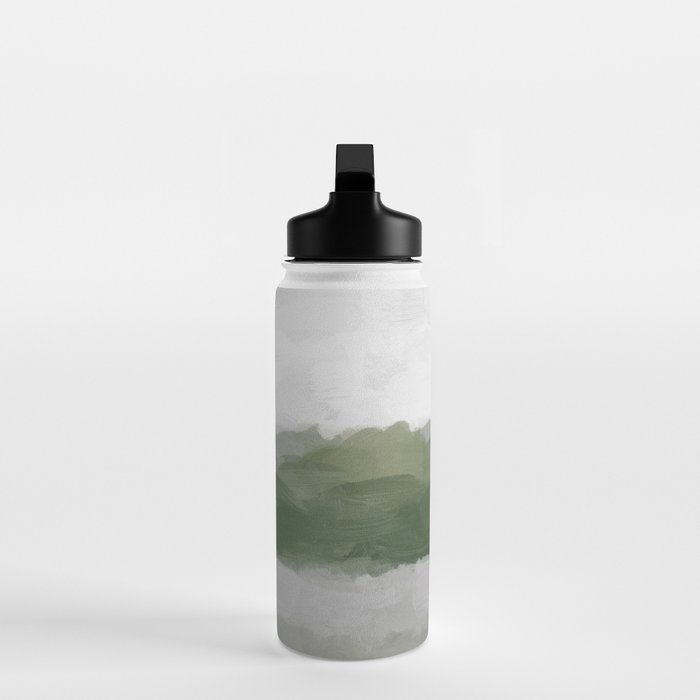 Marsh Clouds - Green Grass Moss Nature Gray Cloudy Horizon Abstract Painting Art Print Wall Decor  Water Bottle Gallery Image 3