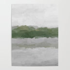 Marsh Clouds - Green Grass Moss Nature Gray Cloudy Horizon Abstract Painting Art Print Wall Decor  Poster Gallery Image 4