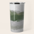 Marsh Clouds - Green Grass Moss Nature Gray Cloudy Horizon Abstract Painting Art Print Wall Decor  Travel Mug Gallery Image 1
