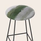 Marsh Clouds - Green Grass Moss Nature Gray Cloudy Horizon Abstract Painting Art Print Wall Decor  Stool Gallery Image 2