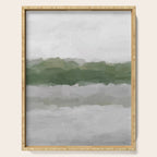 Marsh Clouds - Green Grass Moss Nature Gray Cloudy Horizon Abstract Painting Art Print Wall Decor  Serving Tray Gallery Image 1