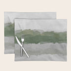 Marsh Clouds - Green Grass Moss Nature Gray Cloudy Horizon Abstract Painting Art Print Wall Decor  Placemat Gallery Image 1
