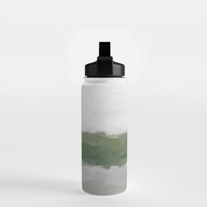 Marsh Clouds - Green Grass Moss Nature Gray Cloudy Horizon Abstract Painting Art Print Wall Decor  Water Bottle Gallery Image 2