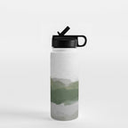 Marsh Clouds - Green Grass Moss Nature Gray Cloudy Horizon Abstract Painting Art Print Wall Decor  Water Bottle Gallery Image 1