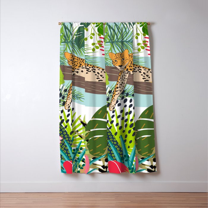 Colorful Jungle Cheetah Print Window Curtain Gallery Image 3