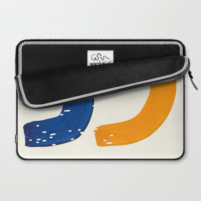 Minimalist Abstract Mid Century Modern Colorful Shape Yellow Blue Pattern Fun Art Laptop Sleeve Gallery Image 2
