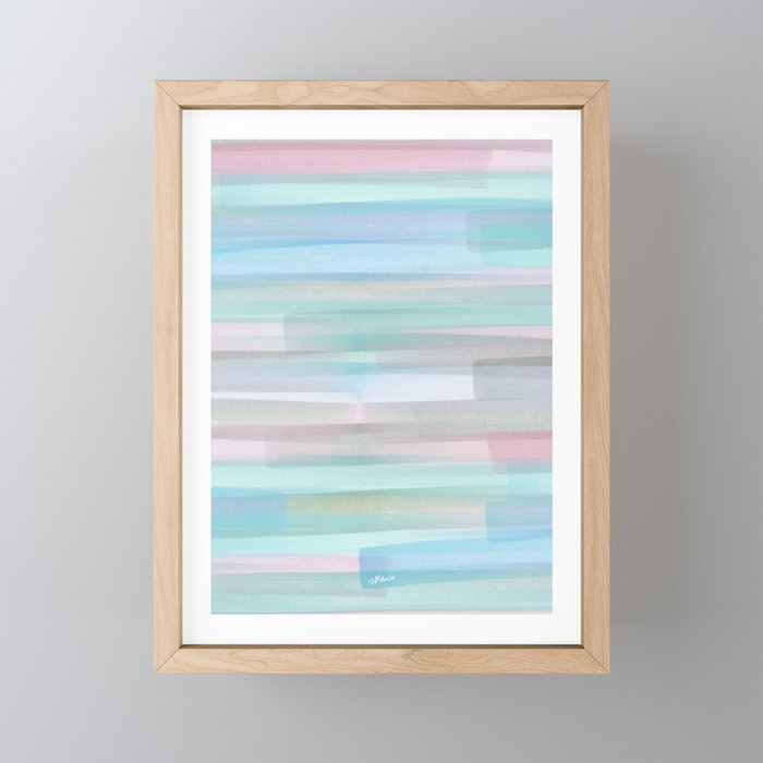 Abstract Watercolor Waves in Sky & Seafoam Mini Art Print Gallery Image 1