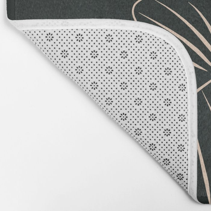 Minimalist Black & White Leaves 1 Bath Mat Gallery Image 2