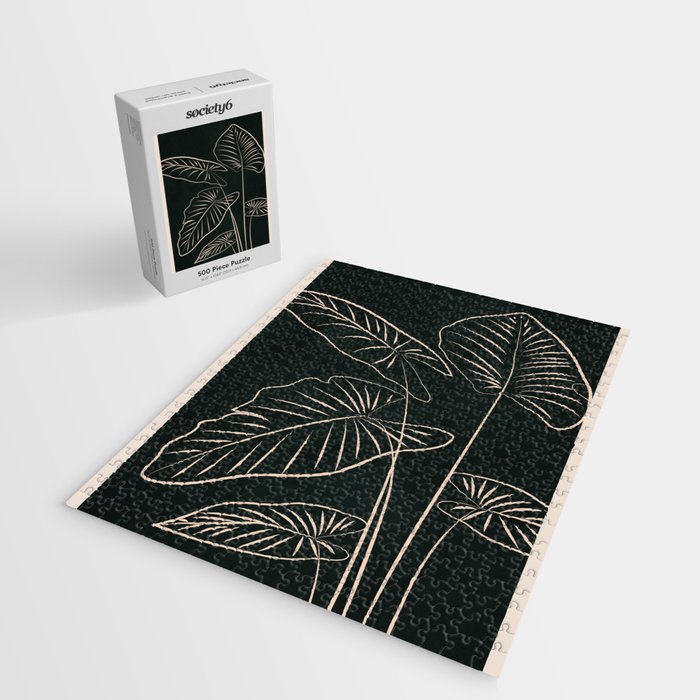 Minimalist Black & White Leaves 1 Jigsaw Puzzle Gallery Image 2