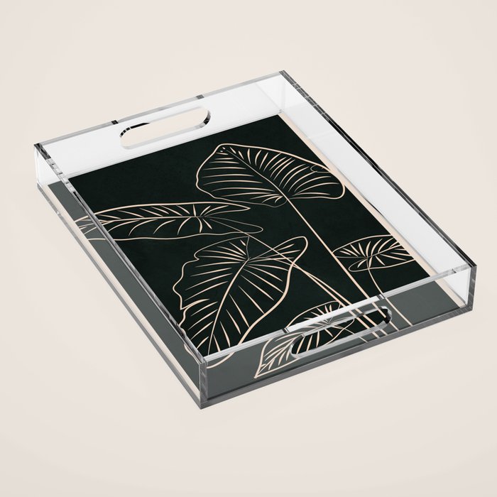 Minimalist Black & White Leaves 1 Acrylic Tray Gallery Image 1