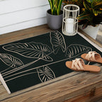 Minimalist Black & White Leaves 1 Outdoor Rug Gallery Image 2