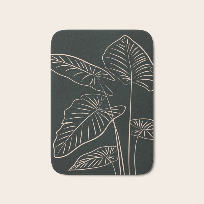 Minimalist Black & White Leaves 1 Bath Mat Gallery Image 1