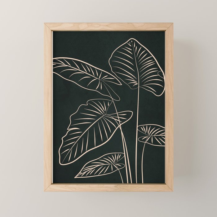 Minimalist Black & White Leaves 1 Mini Art Print Gallery Image 1