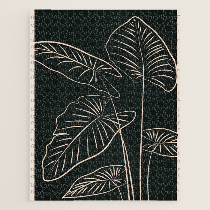 Minimalist Black & White Leaves 1 Jigsaw Puzzle Gallery Image 1