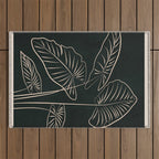 Minimalist Black & White Leaves 1 Outdoor Rug Gallery Image 1