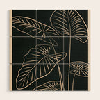 Minimalist Black & White Leaves 1 Wood Wall Art Gallery Image 1