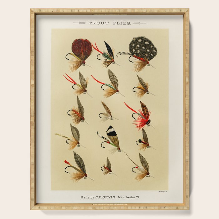 Illustrated Trout Fishing Flies Chart from Favorite Flies and Their Histories  Serving Tray Gallery Image 1