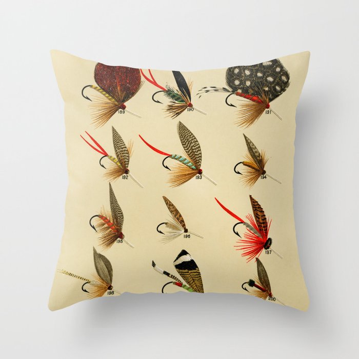 Illustrated Trout Fishing Flies Chart from Favorite Flies and Their Histories  Throw Pillow Gallery Image 6