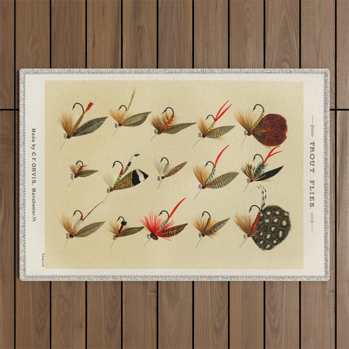Illustrated Trout Fishing Flies Chart from Favorite Flies and Their Histories  Outdoor Rug Gallery Image 1