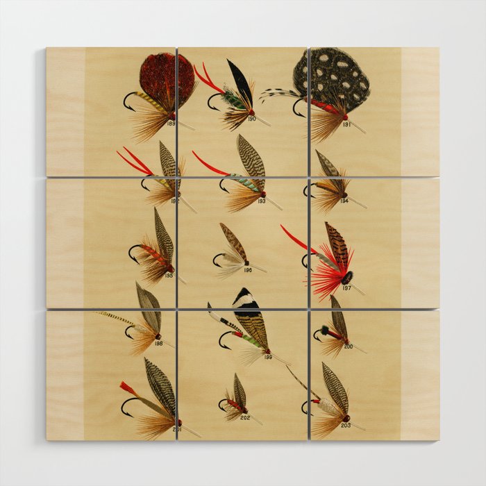 Illustrated Trout Fishing Flies Chart from Favorite Flies and Their Histories  Wood Wall Art Gallery Image 1