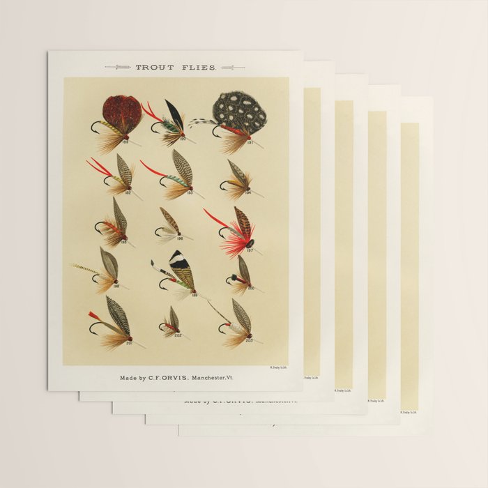 Illustrated Trout Fishing Flies Chart from Favorite Flies and Their Histories  Wrapping Paper Gallery Image 3