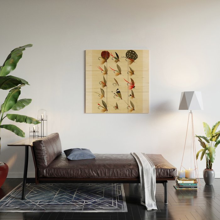 Illustrated Trout Fishing Flies Chart from Favorite Flies and Their Histories  Wood Wall Art Gallery Image 2