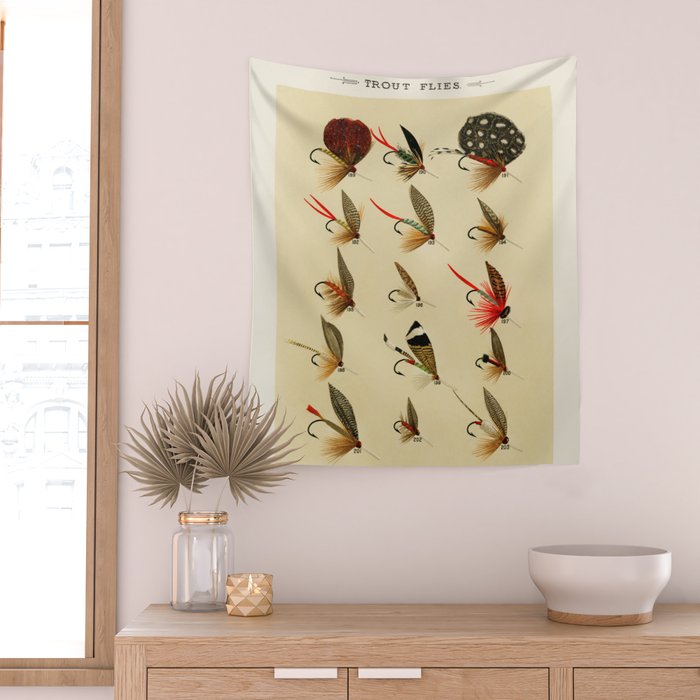 Illustrated Trout Fishing Flies Chart from Favorite Flies and Their Histories  Wall Tapestry Gallery Image 2