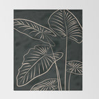 Minimalist Black & White Leaves 1 Throw Blanket Gallery Image 2