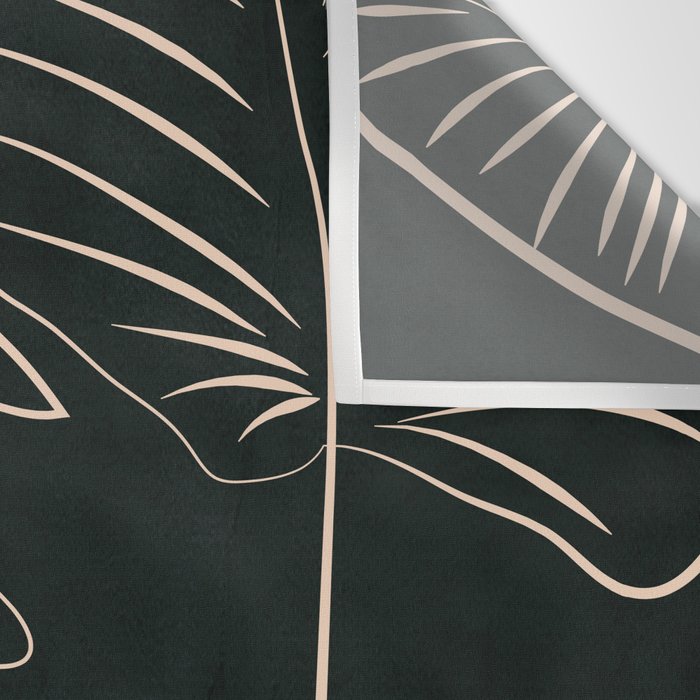 Minimalist Black & White Leaves 1 Wall Tapestry Gallery Image 3