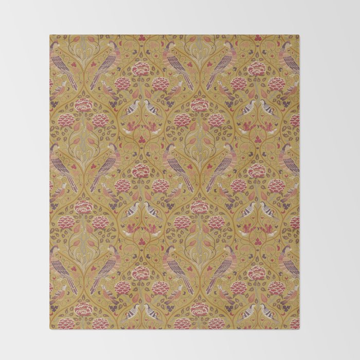William Morris Seasons by May Melsetter Saffron Throw Blanket Gallery Image 2