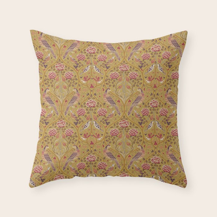 William Morris Seasons by May Melsetter Saffron Throw Pillow Gallery Image 6