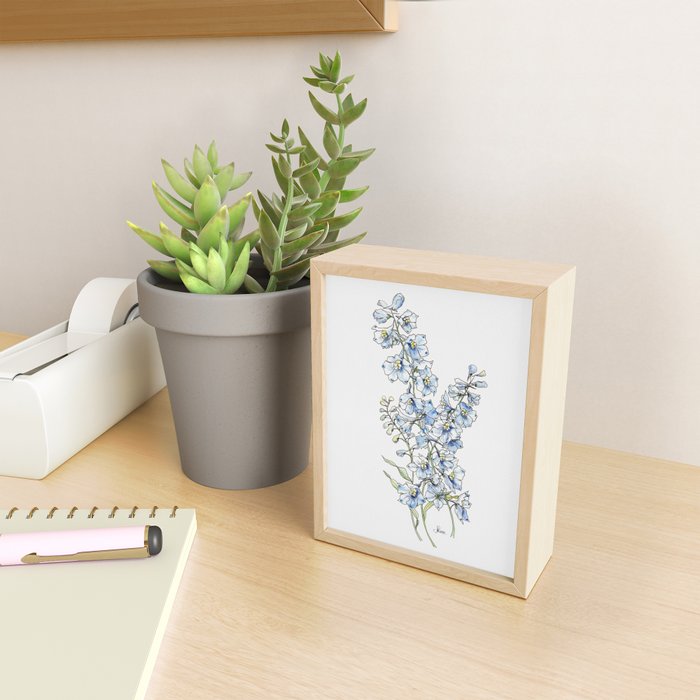 Blue Delphinium Flowers Mini Art Print Gallery Image 2