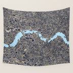 London color map city drawing illustration Thames Wall Tapestry Gallery Image 4
