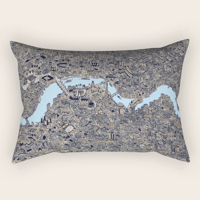 London color map city drawing illustration Thames Rectangular Pillow Gallery Image 2