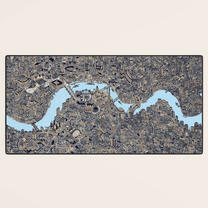 London color map city drawing illustration Thames Desk Mat Gallery Image 3