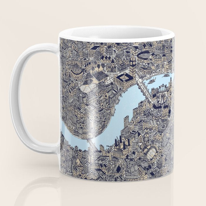 London color map city drawing illustration Thames Coffee Mug Gallery Image 3