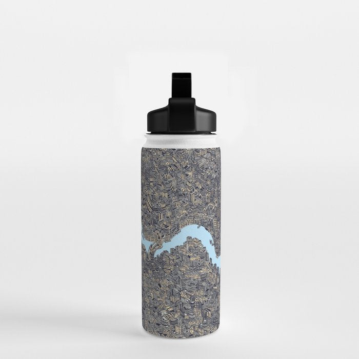 London color map city drawing illustration Thames Water Bottle Gallery Image 2