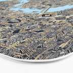 London color map city drawing illustration Thames Bath Mat Gallery Image 3