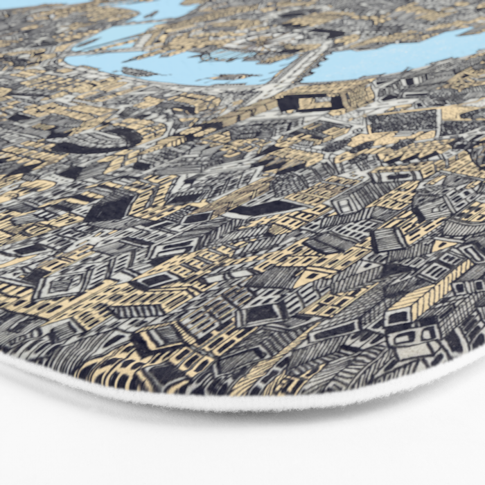 London color map city drawing illustration Thames Bath Mat Gallery Image 3